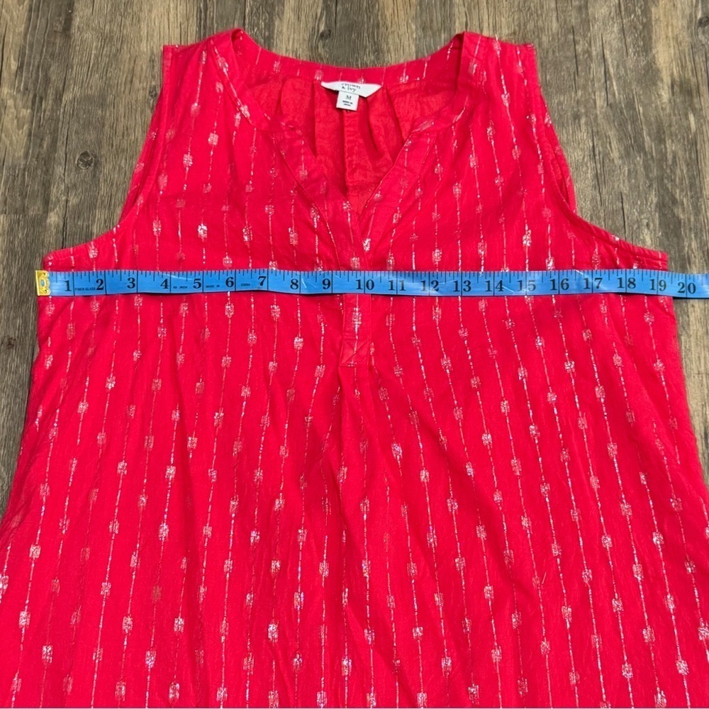 Crown & Ivy Silver & Red Cotton Rayon Metallic Sleeveless Women's Top Size M - Picture 11 of 14
